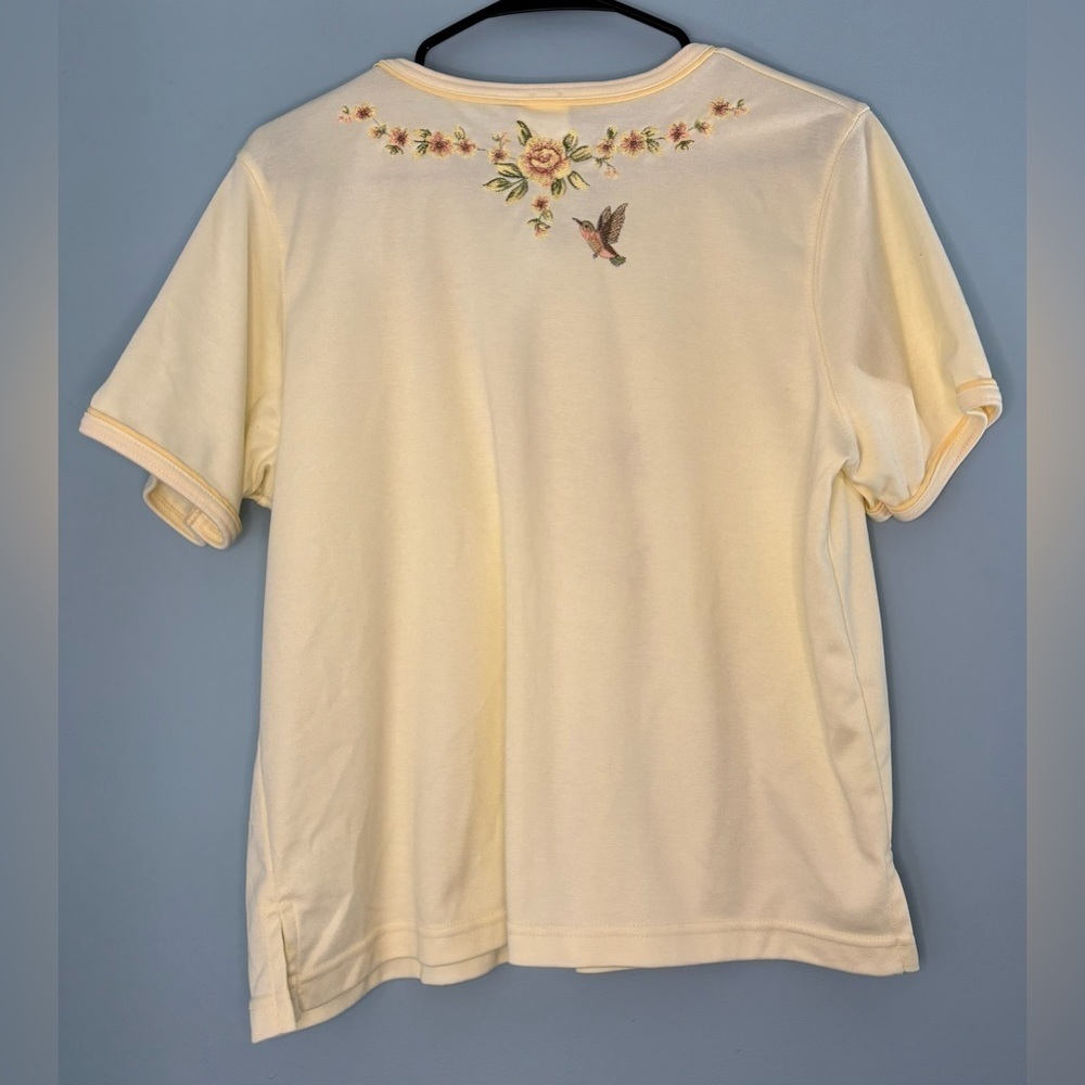 BonWorth Shirt Women’s Size Small Petite Hummingbird Floral Embroidered - Picture 2 of 6